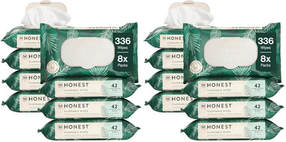 The Honest Company Hypoallergenic Flushable Wipes for Sensitive Skin, Gilded Wings, 42 Count