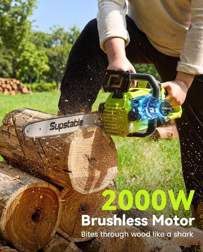 Mini Chainsaw Cordless, 8 Inch & 6 Inch Electric Chainsaw Battery Powered, 1000W Brushless Handheld Power Chain Saw with 2 Batteries, Small Tree Saw for Branch Trimming Wood Cutting