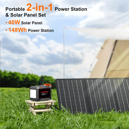 MARBERO Portable Power Station 88Wh Camping Lithium Battery Solar Generator Fast Charging with AC Outlet 120W Peak Power Bank(Solar Panel Optional) for Home Backup Outdoor Emergency RV Van Hunting