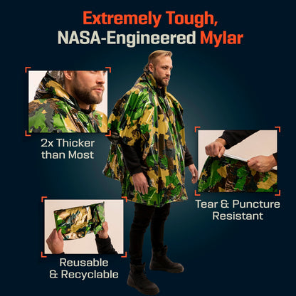 PREPARED4X Hooded Emergency Mylar Poncho