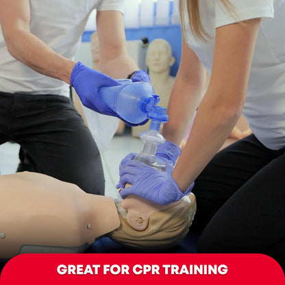 Adult & Infant CPR Mask Combo Kit, 2 Masks with One-Way Valves, Gloves & Prep Pads, Red