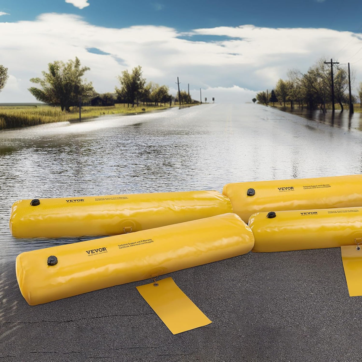 Flood Barriers, 4-Pack Sandbag Alternative, 4 ft × 6 in. Water Barriers