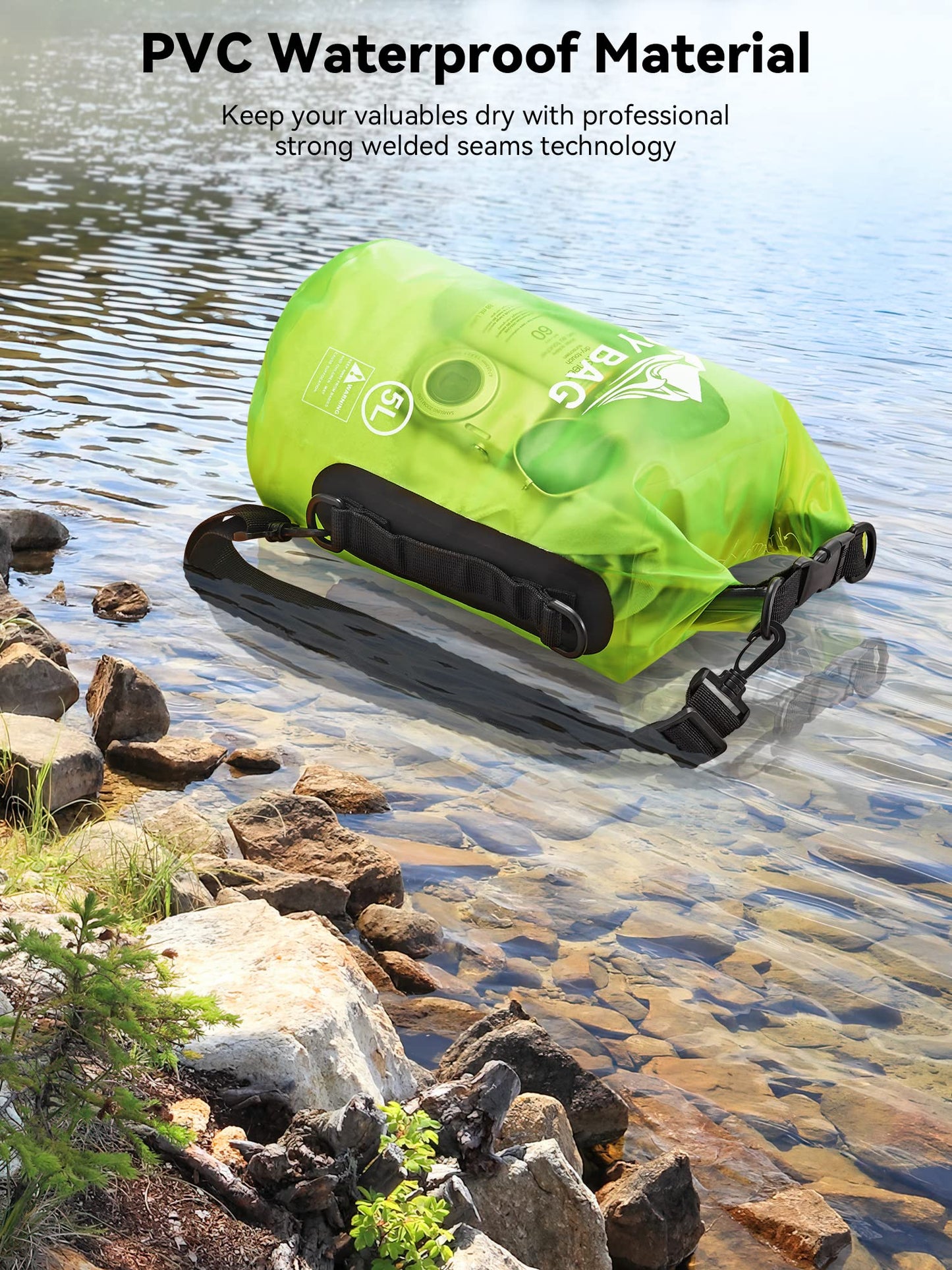HEETA Dry Bag Waterproof for Women Men, 5L/10L/20L/30L/40L Roll Top Lightweight Dry Storage Bag Backpack with Phone Case for Travel Swimming Boating Kayaking Paddle Board Camping Beach Accessories