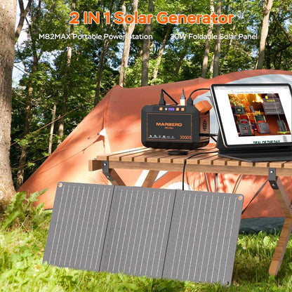MARBERO Portable Power Station 88Wh Camping Lithium Battery Solar Generator Fast Charging with AC Outlet 120W Peak Power Bank(Solar Panel Optional) for Home Backup Outdoor Emergency RV Van Hunting