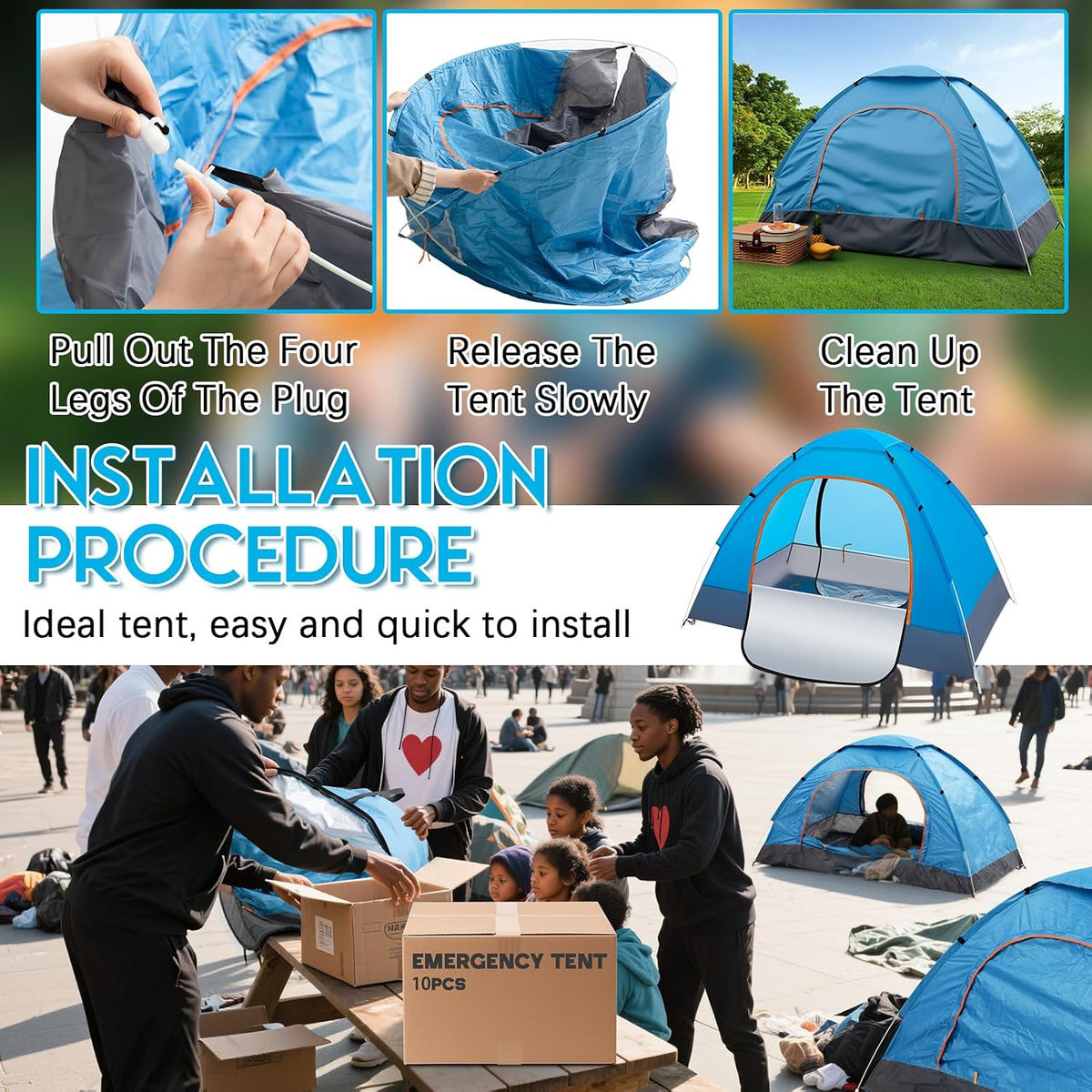 Bulk Pop-Up Camping Tents, 5, 10 or 15 Pack