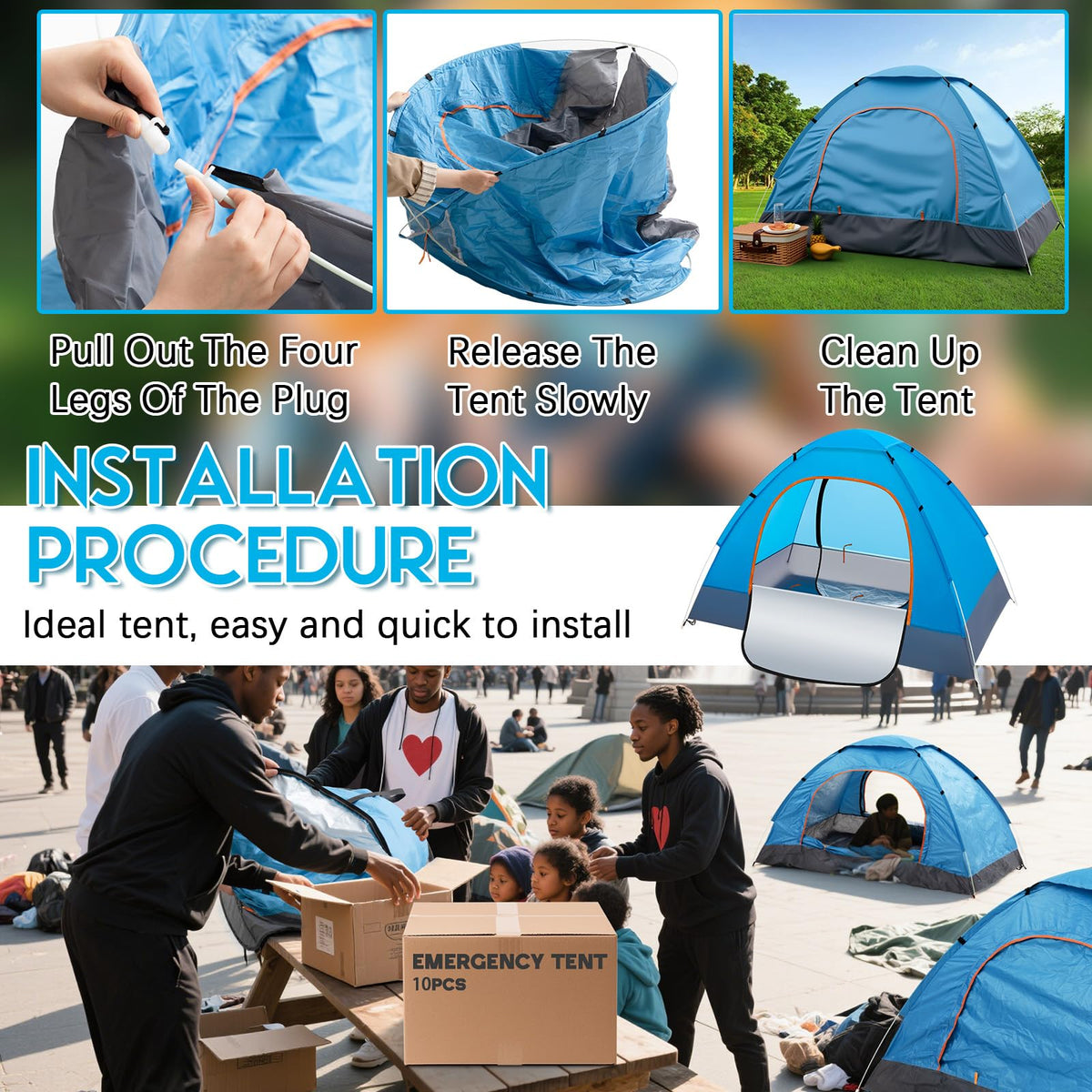 Bulk Pop-Up Camping Tents, 5, 10 or 15 Pack