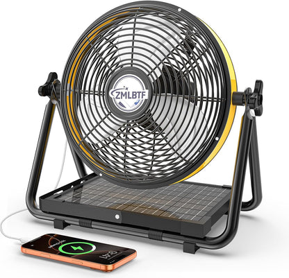 16" Solar Powered Fan with 20W Detachable Solar Panel, Black
