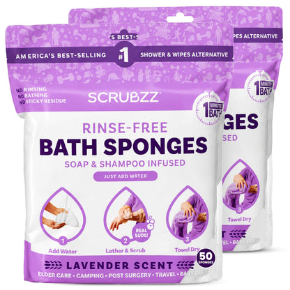 Scrubzz No-Rinse Bathing Wipes, 25 per Pack