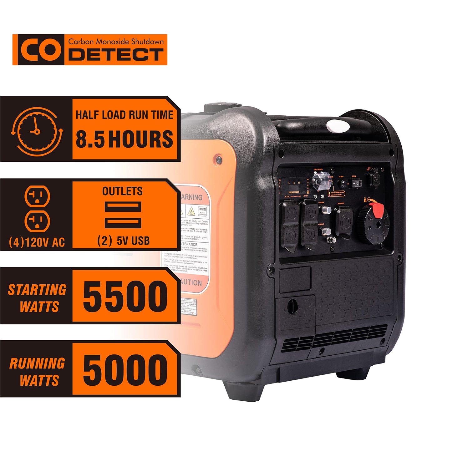 GENMAX Generator，EPA Compliant, Eco-Mode Feature, Ultra Lightweight for Backup Home Use & Camping