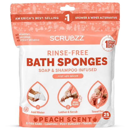 Scrubzz No-Rinse Bathing Wipes, 25 per Pack