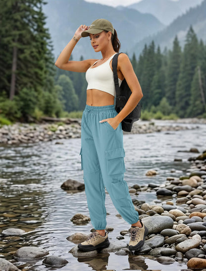 COPYLEAF Parachute Cargo Pants Women with 6 Pockets Quick Dry Hiking Pants