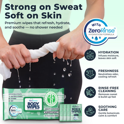 XL Body Wipes for Adults Bathing – 50 Ct + 4 Travel Shower Wipes 10 x 11.5" Thick Cleansing No Rinse Bath Wash Sheets for Elderly, Incontinence, Men & Women, Camping Essentials Disposable Washcloths
