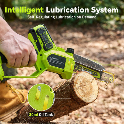 Mini Chainsaw Cordless, 8 Inch & 6 Inch Electric Chainsaw Battery Powered, 1000W Brushless Handheld Power Chain Saw with 2 Batteries, Small Tree Saw for Branch Trimming Wood Cutting