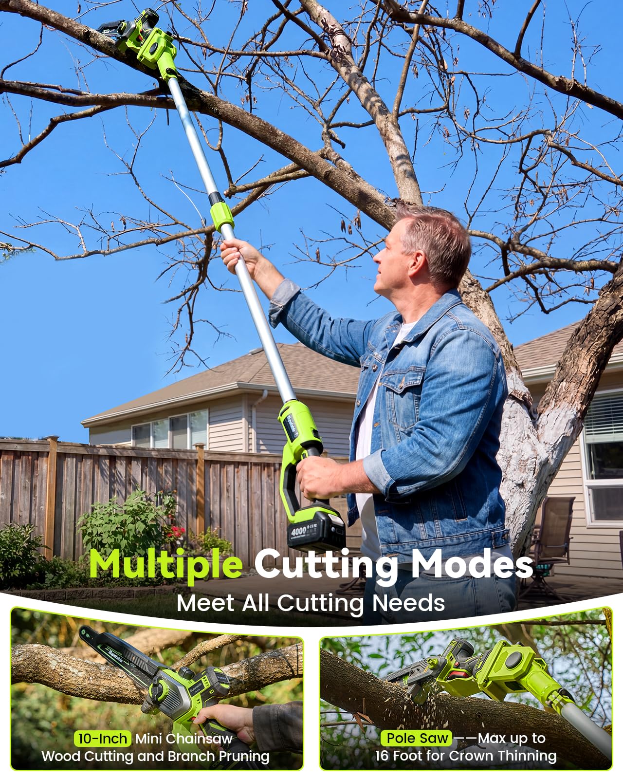 Mini Chainsaw Cordless, 8 Inch & 6 Inch Electric Chainsaw Battery Powered, 1000W Brushless Handheld Power Chain Saw with 2 Batteries, Small Tree Saw for Branch Trimming Wood Cutting