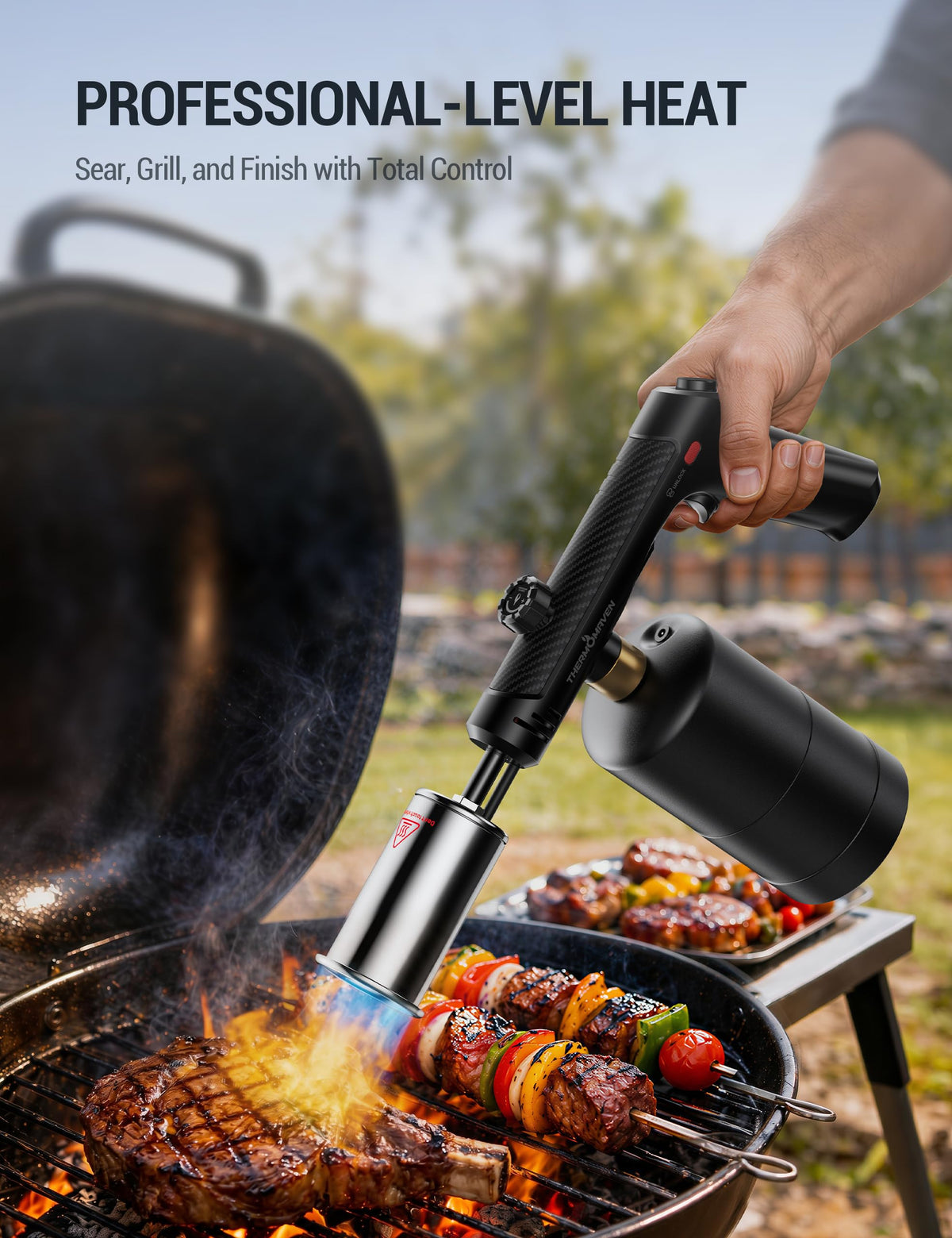 ThermoMaven Propane Torch Gun, One-Touch Max Fire Flame Thrower, Silver