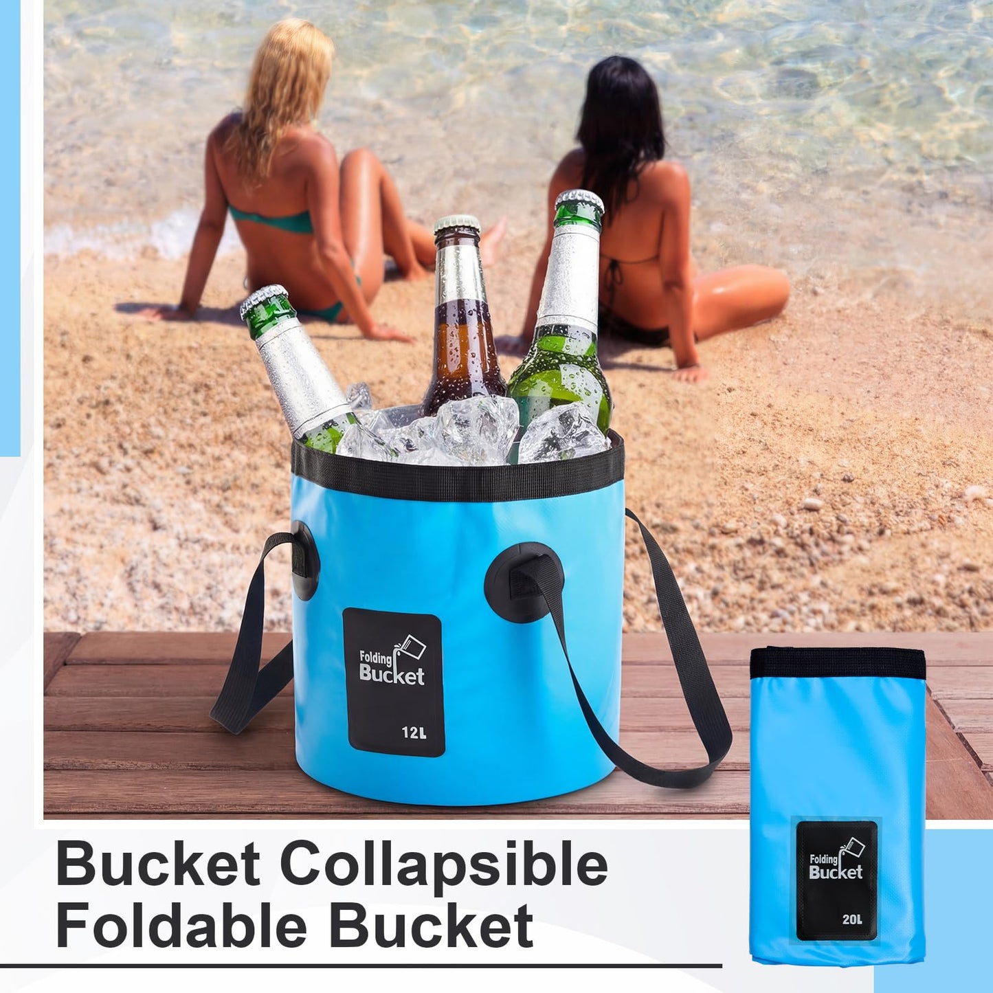 3 Gallon 4 Pack Collapsible Bucket, Foldable Water Bucket with Handles, Portable Camping Buckets for Fishing, Hiking, Cleaning, Outdoor & Travel Use (Multicolor)