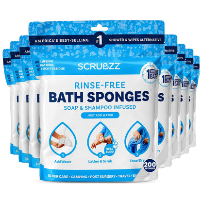 Scrubzz No-Rinse Bathing Wipes, 25 per Pack