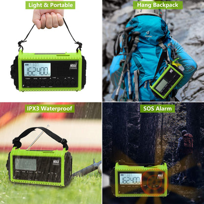 Raynic Emergency Radio, 5000mAh, Solar Hand-Crank AM/FM/SW/NOAA, Charger & Flashlight