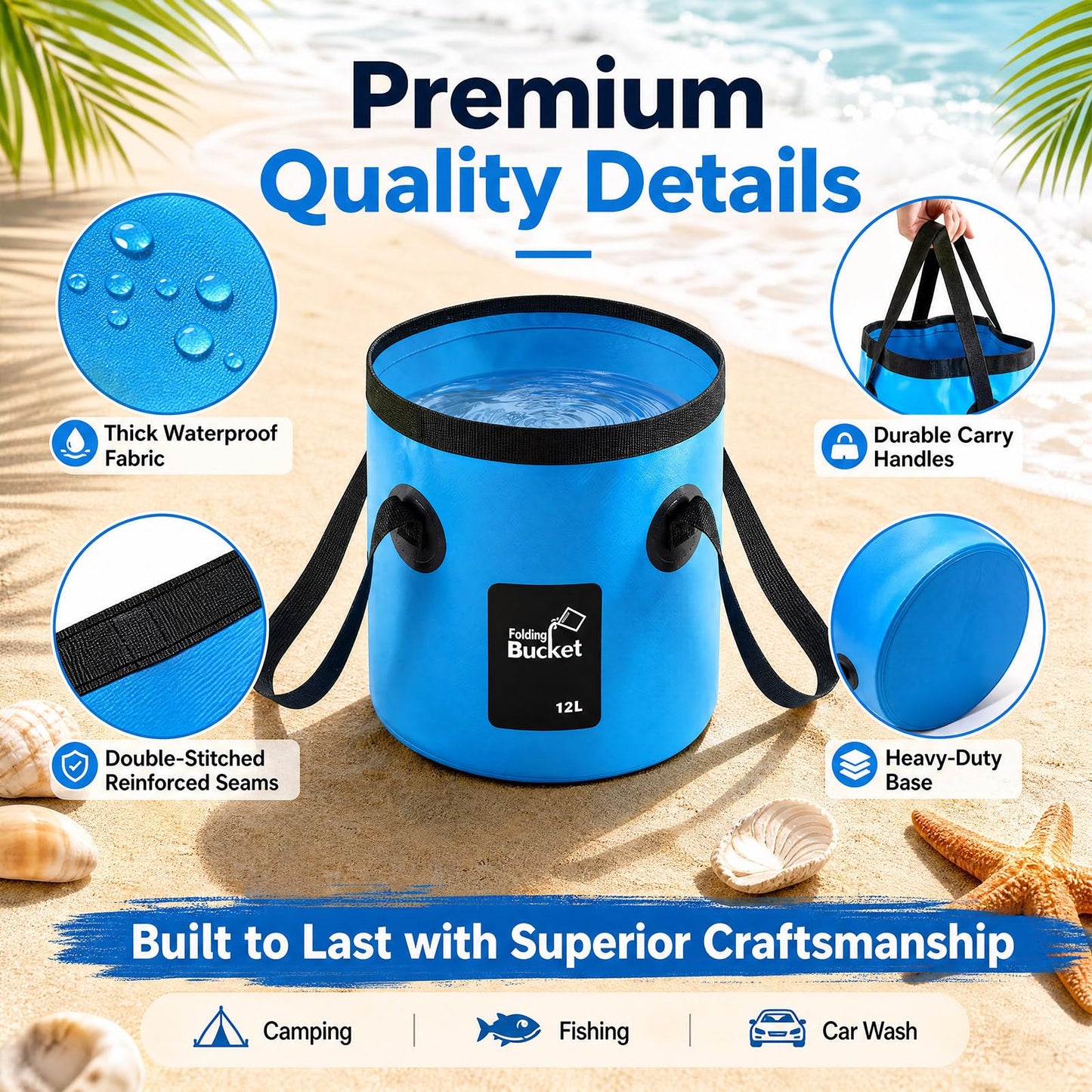 3 Gallon 4 Pack Collapsible Bucket, Foldable Water Bucket with Handles, Portable Camping Buckets for Fishing, Hiking, Cleaning, Outdoor & Travel Use (Multicolor)