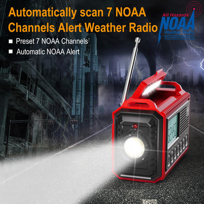 Raynic Emergency Radio, 5000mAh, Solar Hand-Crank AM/FM/SW/NOAA, Charger & Flashlight