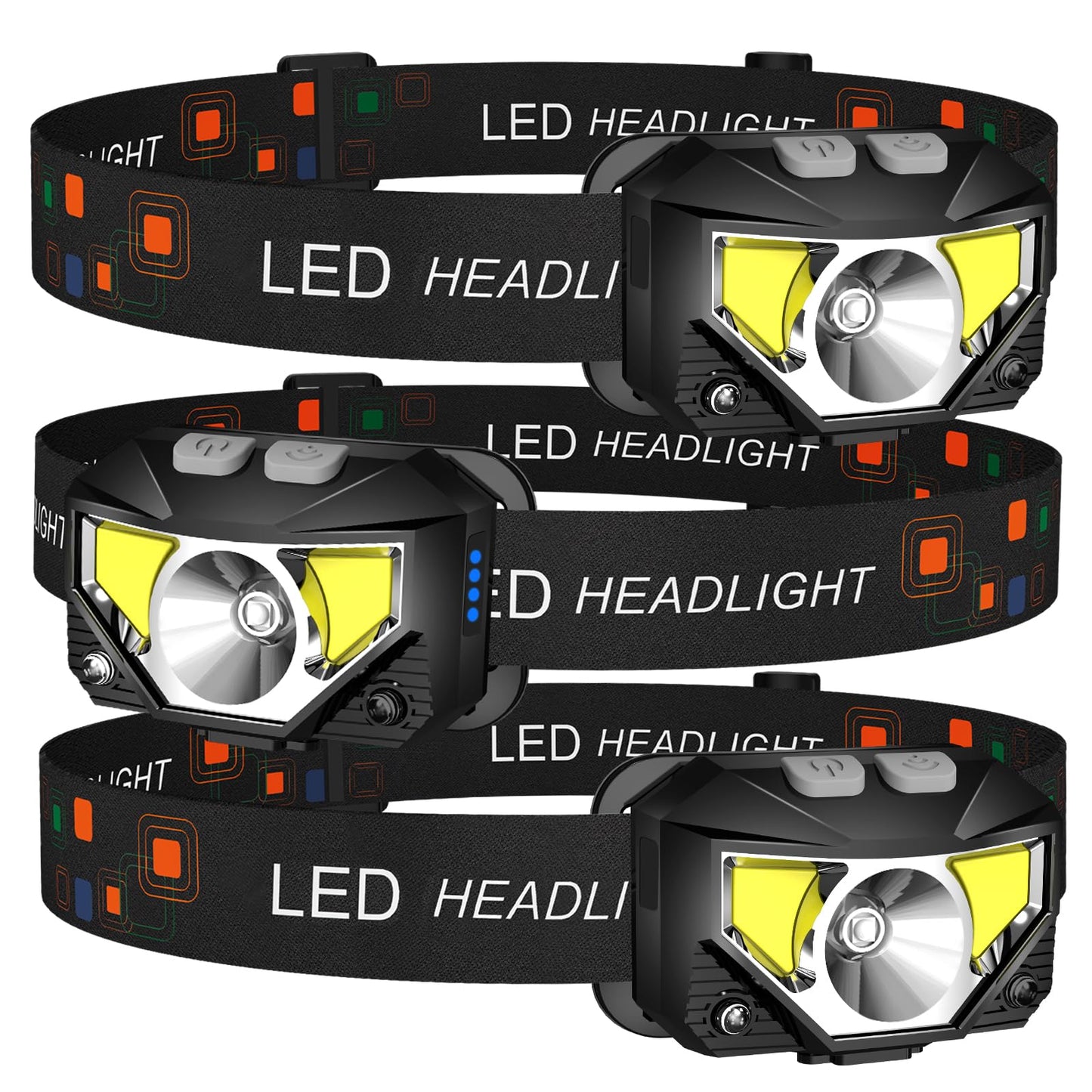 LHKNL Headlamp Flashlight, Lumen Ultra-Light Bright LED Rechargeable Headlight with White Red Light, 2-Pack Waterproof Motion Sensor Head Lamp,8 Modes for Outdoor Camping Running Hiking Fishing
