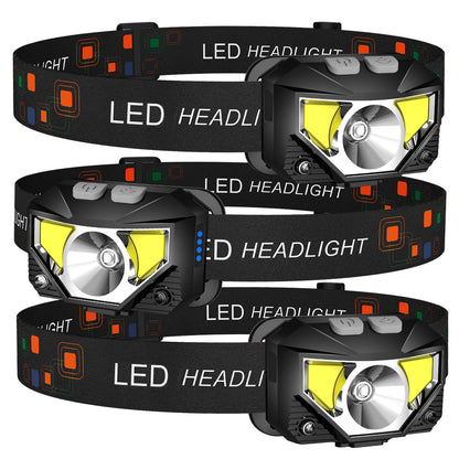 LHKNL Headlamp Flashlight, Lumen Ultra-Light Bright LED Rechargeable Headlight with White Red Light, 2-Pack Waterproof Motion Sensor Head Lamp,8 Modes for Outdoor Camping Running Hiking Fishing