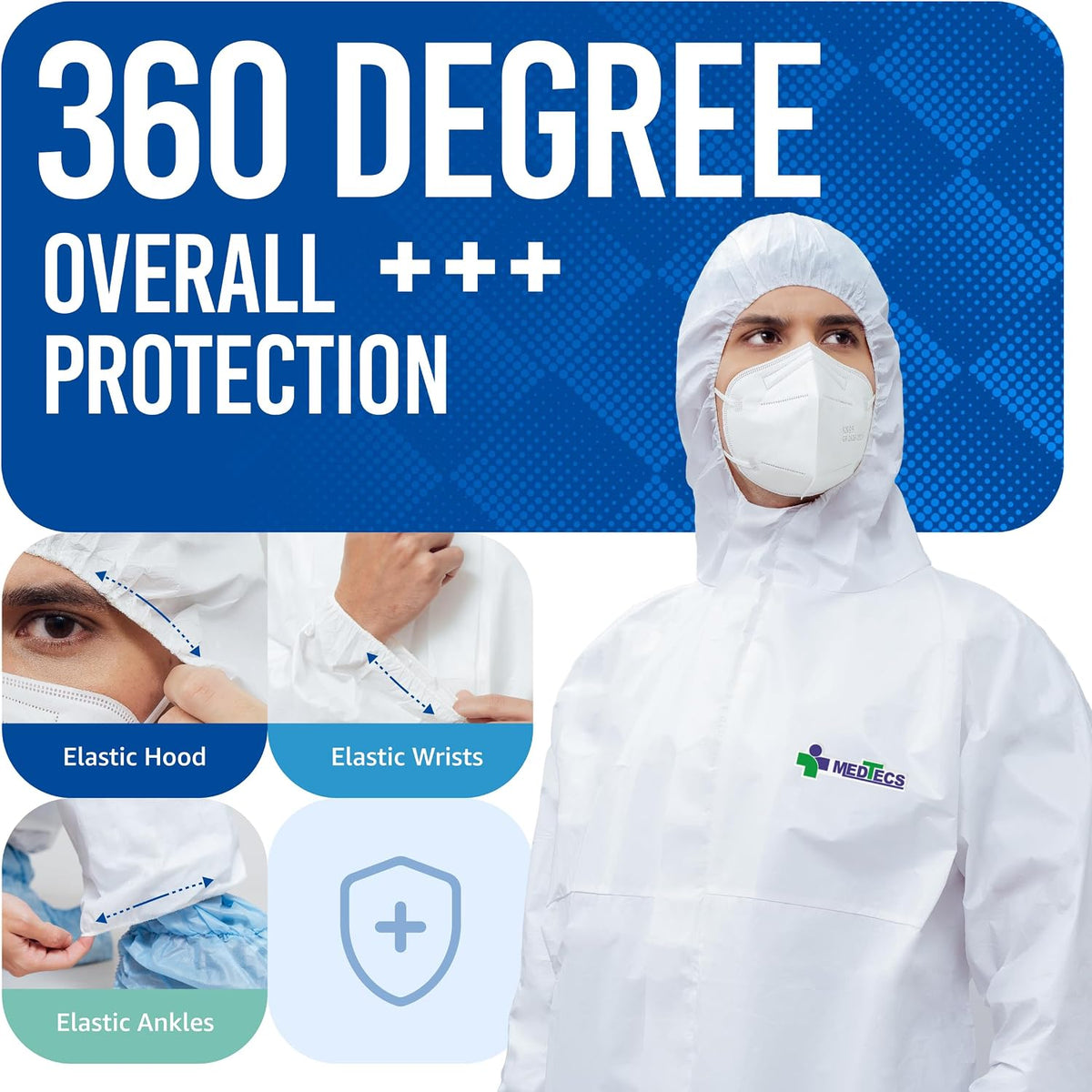 Medtecs Disposable Coverall Suits, Medical Protective PPE, 6 Sizes
