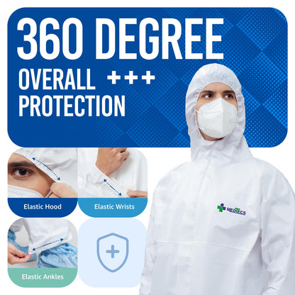 Medtecs Disposable Coverall Suits, Medical Protective PPE, 6 Sizes