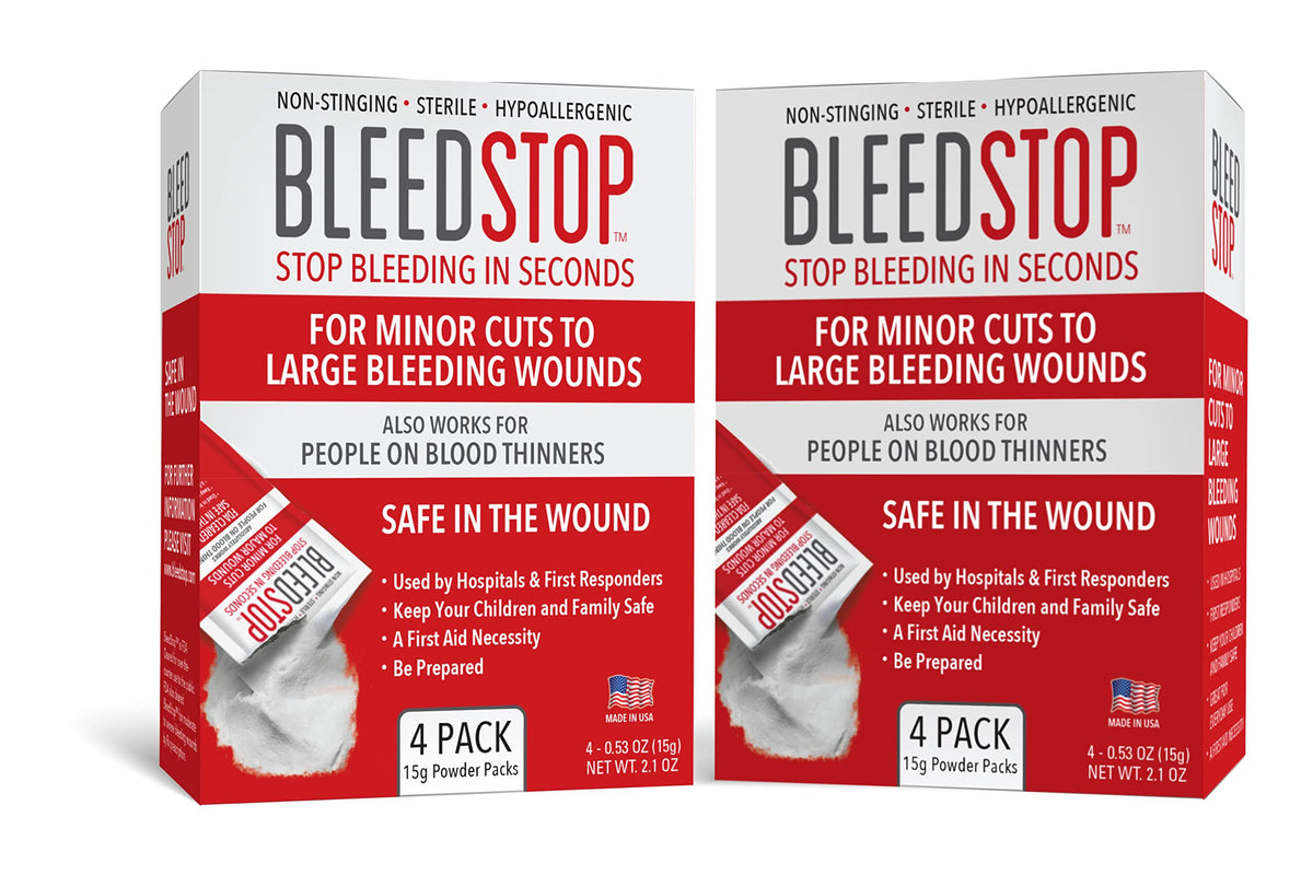 BleedStop First-Aid Powder, 4 × 15 g Pouches