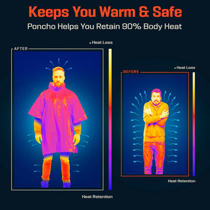 PREPARED4X Hooded Emergency Mylar Poncho