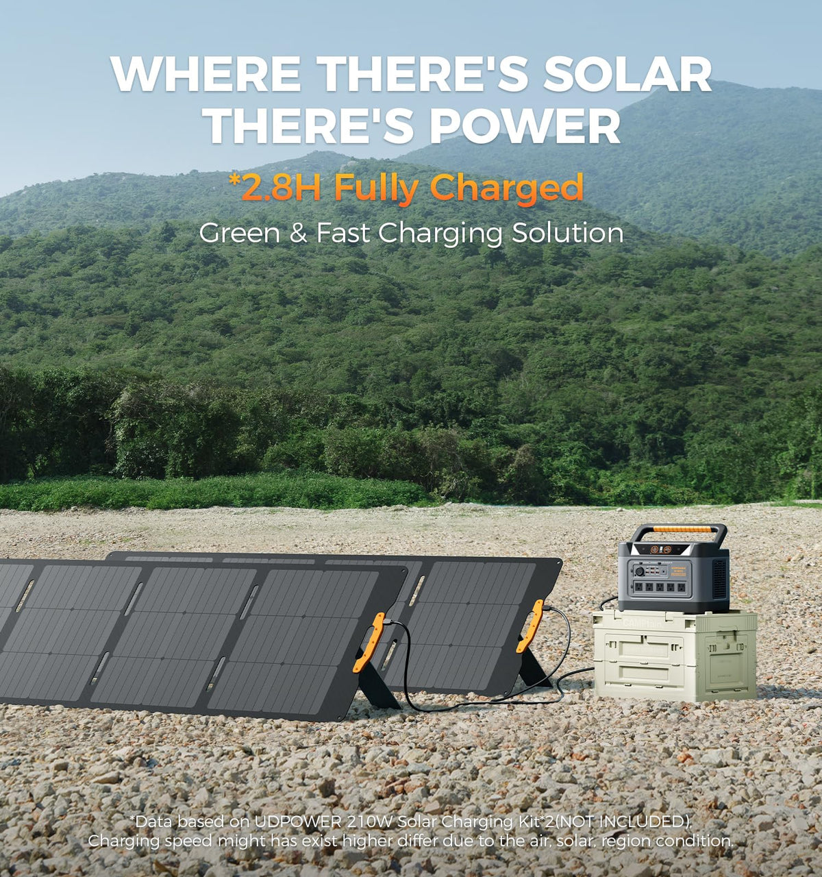 UDPOWER S1200 Solar Generator Kit, 1190Wh, 1200W, with 120W Panel
