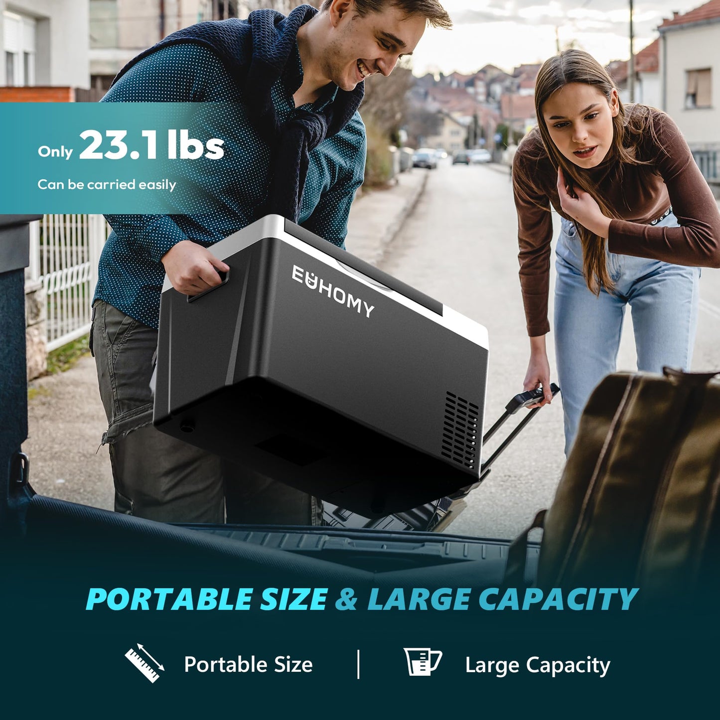 EUHOMY 12 Volt Refrigerator, 19QT(18L) Compressor Electric Cooler APP Control, Car Fridge -4℉~68℉, Portable Refrigerator 12/24V DC 100-240V AC, Portable Freezer for Camping, Travel, Boat
