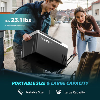 EUHOMY 12 Volt Refrigerator, 19QT(18L) Compressor Electric Cooler APP Control, Car Fridge -4℉~68℉, Portable Refrigerator 12/24V DC 100-240V AC, Portable Freezer for Camping, Travel, Boat