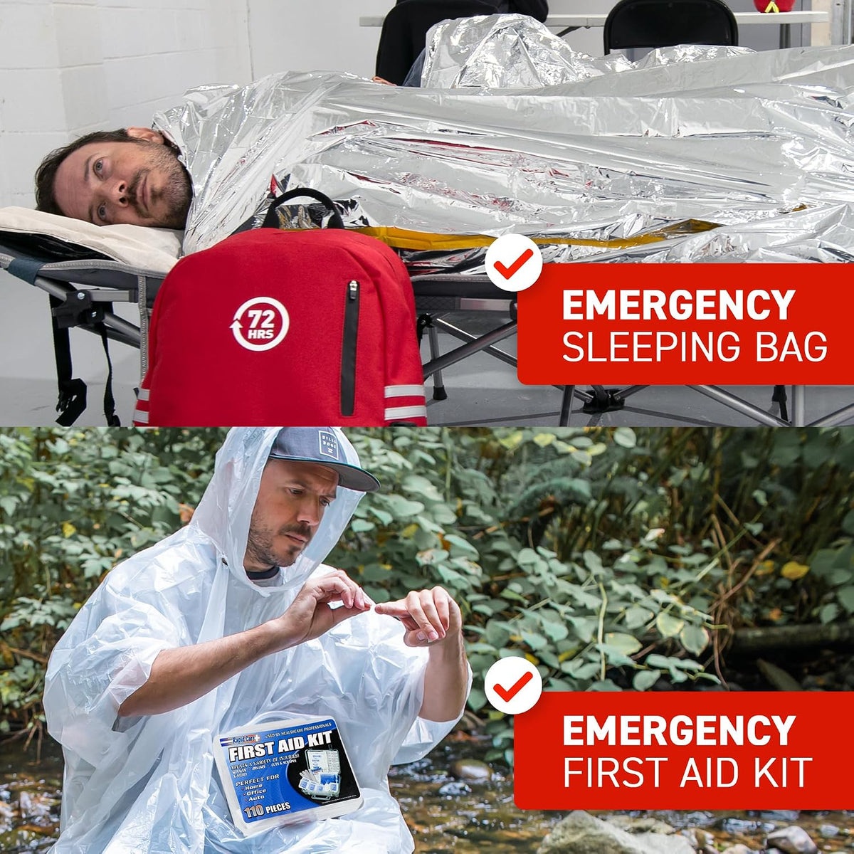 72 HRS Deluxe 72-Hour Emergency Survival Kit, Bag, First Aid, Water & Food