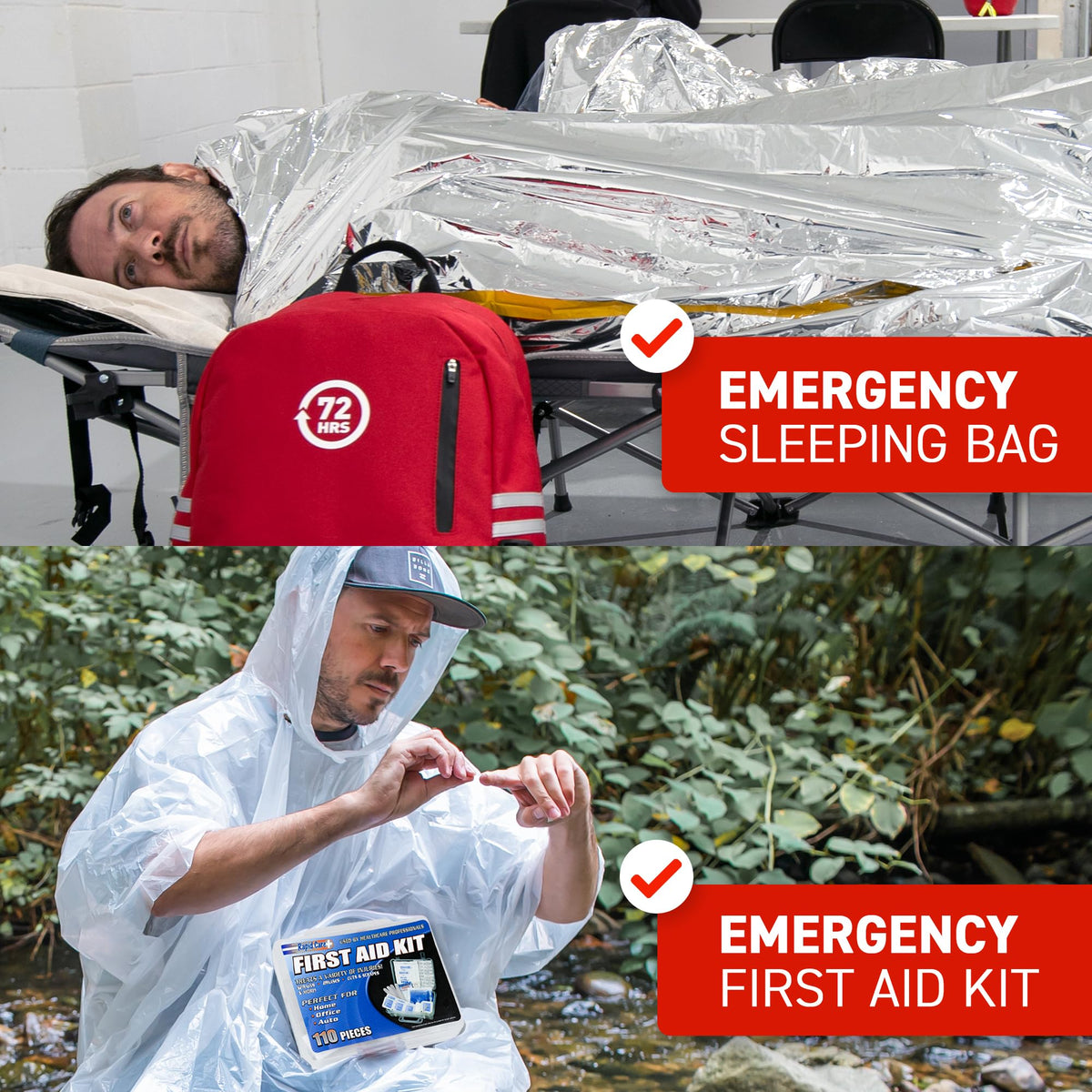 72 HRS Deluxe 72-Hour Emergency Survival Kit, Bag, First Aid, Water & Food