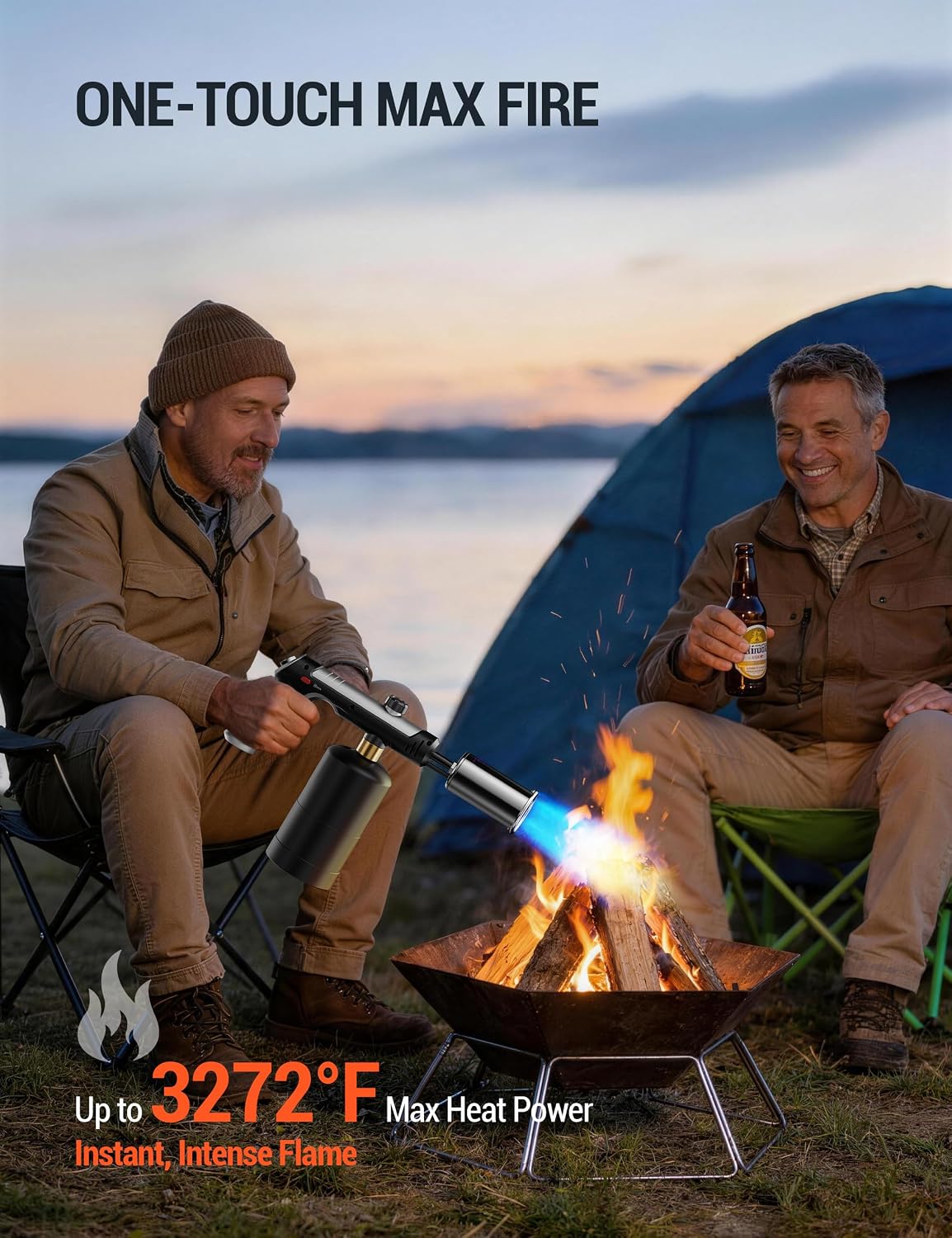 ThermoMaven Propane Torch Gun, One-Touch Max Fire Flame Thrower, Silver