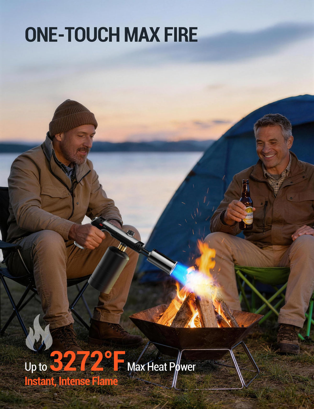ThermoMaven Propane Torch Gun, One-Touch Max Fire Flame Thrower, Silver