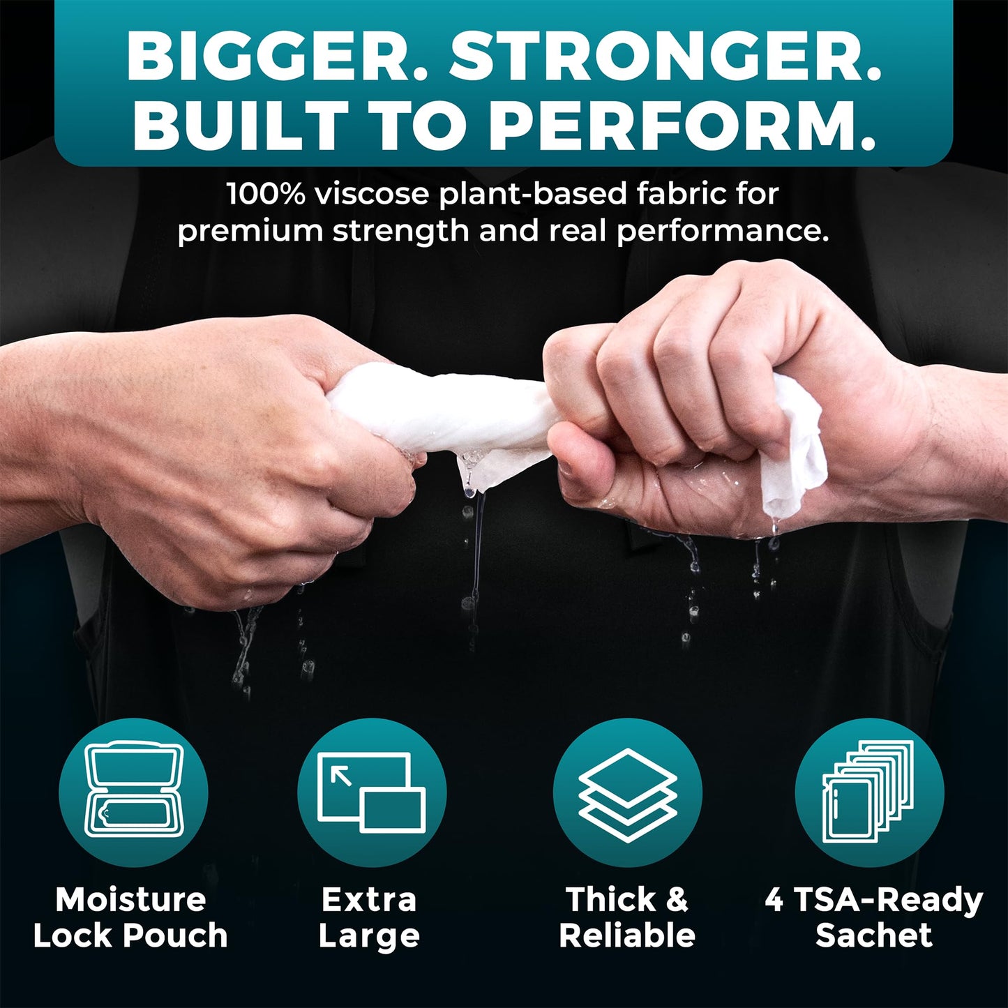 XL Body Wipes for Adults Bathing – 50 Ct + 4 Travel Shower Wipes 10 x 11.5" Thick Cleansing No Rinse Bath Wash Sheets for Elderly, Incontinence, Men & Women, Camping Essentials Disposable Washcloths