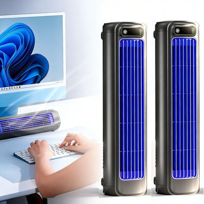 2026 New Summer Cooling Ace Portable Air conditioner, Upgrade Cooling Fan with 3 Speeds & LED Touch Screen, USB Charging Tower Fan for Bedroom Office Home (Grey)