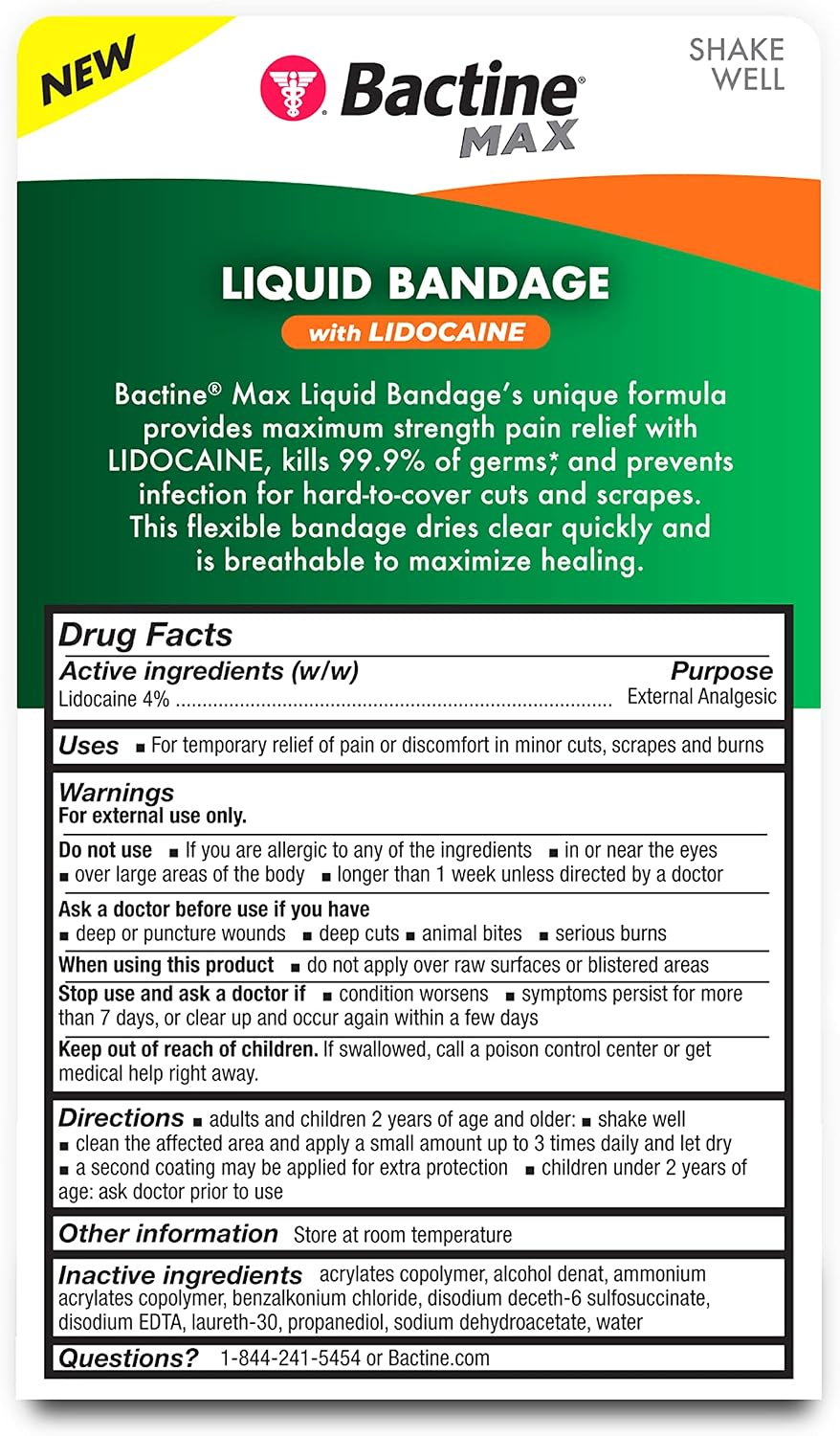 Bactine MAX Liquid Bandage with 4% Lidocaine, 0.30 fl oz