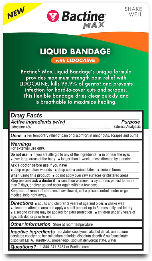 Bactine MAX Liquid Bandage with 4% Lidocaine, 0.30 fl oz