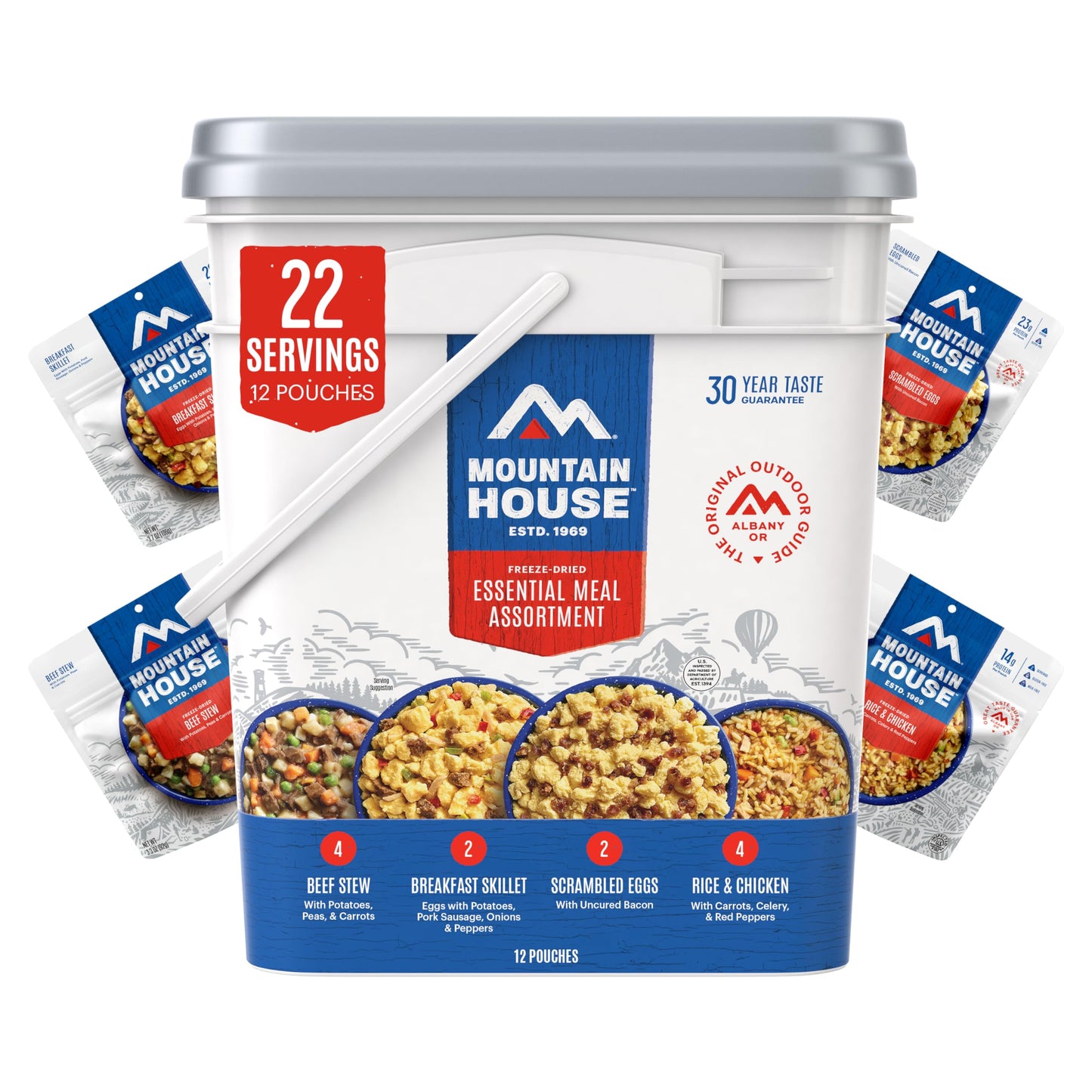 Mountain House Emergency Meal Assortment Kits, Freeze-Dried Survival Food Kit for Disaster Preparedness & Long-Term Storage, 30-Year Shelf Life