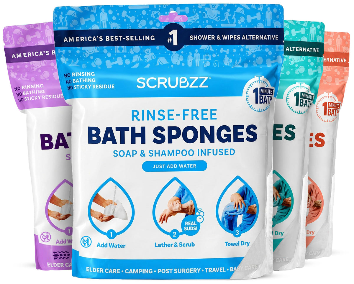 Scrubzz No-Rinse Bathing Wipes, 25 per Pack
