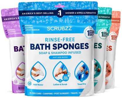 Scrubzz No-Rinse Bathing Wipes, 25 per Pack