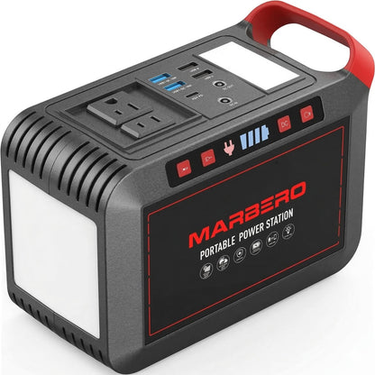 MARBERO Portable Power Station 88Wh Camping Lithium Battery Solar Generator Fast Charging with AC Outlet 120W Peak Power Bank(Solar Panel Optional) for Home Backup Outdoor Emergency RV Van Hunting