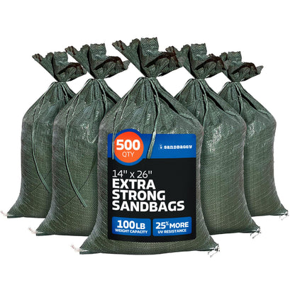 Sandbaggy Heavy-Duty Empty Sandbags, 14 × 26 in., Reusable UV-Resistant, 10-Pack
