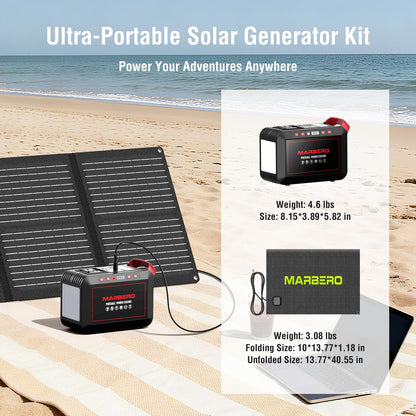 MARBERO Portable Power Station 88Wh Camping Lithium Battery Solar Generator Fast Charging with AC Outlet 120W Peak Power Bank(Solar Panel Optional) for Home Backup Outdoor Emergency RV Van Hunting