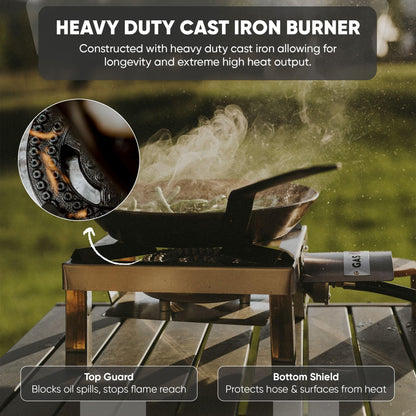 GasOne High-Pressure Propane Burner with Heat Shield & Guard for Outdoor Cooking
