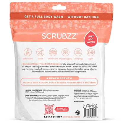 Scrubzz No-Rinse Bathing Wipes, 25 per Pack