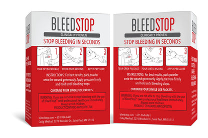 BleedStop First-Aid Powder, 4 × 15 g Pouches